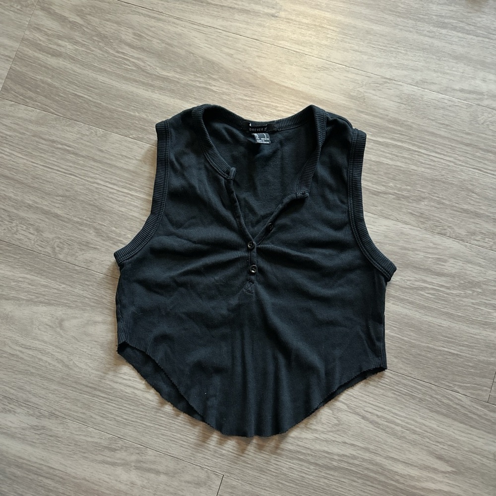 Forever 21 Black Buttoned Tank Top